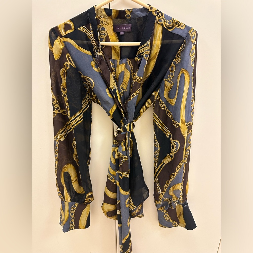RARE ITEM! Hale Bob blouse with matching belt. Wear belted or on its own!